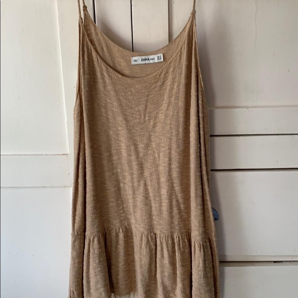 Zara top caramel color size M fringe bottom